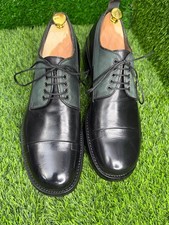 Prada Mens Black Leather + Canvas Captoe Derby Sz US9  UK8 Lace Up Made in Italy