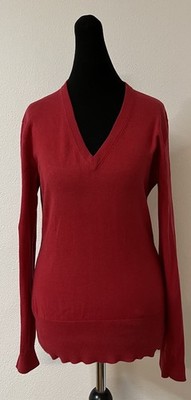 TOMMY HILFIGER Pullover,Gr.S,rot,Langarm,Cotton,V-Ausschnitt
