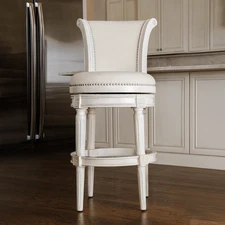 Maven Lane Open Box 31" Pullman Swivel Bar Stool In White Oak Finish With Natura