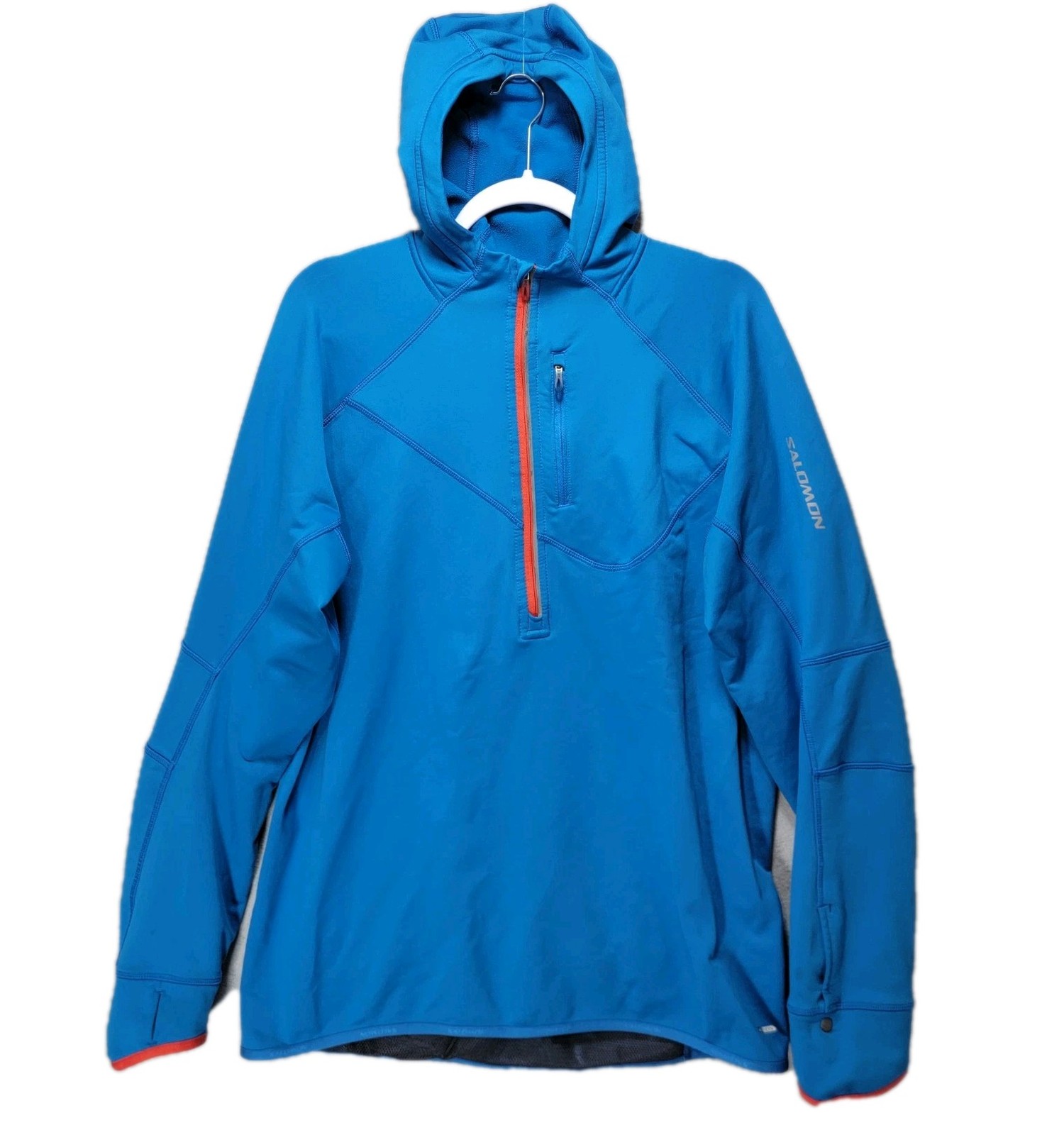 Salomon Giacca Uomo XL Cappuccio ActiTherm Sci Corsa Termica Blu Gorpcore