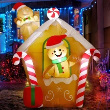 5.4ft Christmas Inflatable Gingerbread House Outdoor Decorations Multicolor 