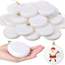 30 Pcs Christmas Blank White Ball Ornaments 3.15 Inch Plastic White Matte Fla...
