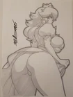 PRINCESS PEACH Super Mario NES SNES Cute Girl Original Sketch Pinup - DaiKon Art