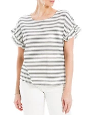 Max Studio Ruffle Sleeve Stripe Top Women's