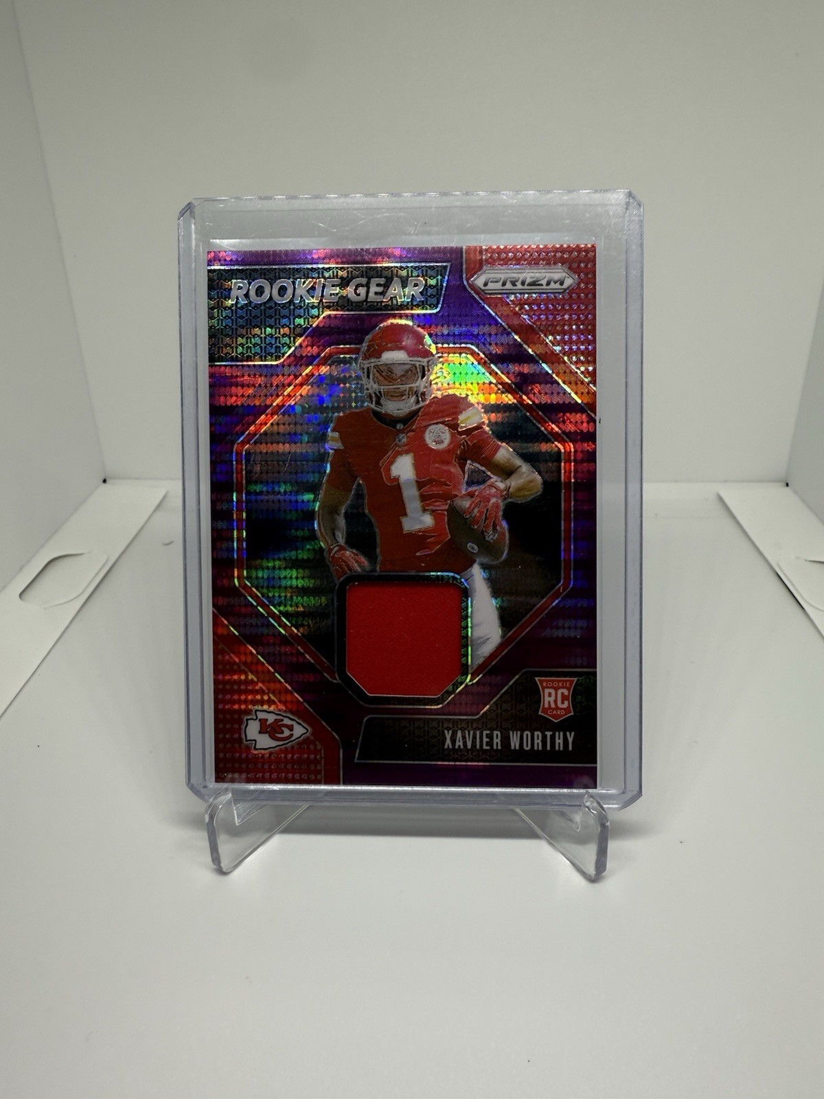 2024 Panini Prizm - Rookie Gear Xavier Worthy #RG-XWY Purple Pulsar Prizm (MEM,