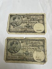 Nationals Bank Van Belgique 5 Francs Bank Note X2