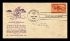 US COVER PONY EXPRESS 80TH ANNIVERSARY FIRST DAY ISSUE SCOTT 894 HAND CANCEL