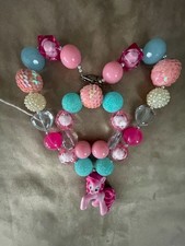 My Little Pony Pinkie Pie Chunky Bubblegum Necklace and Bracelet Jewelry Set