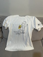Adidas The Simpsons Bart Squishie T Shirt Mens Size Small White Tee Skateboard