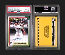 Kristian Campbell RC Auto 1990 Topps Insert 2025 Topps Update PSA 10 GEM MINT