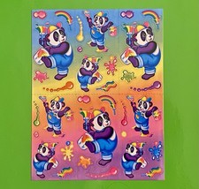 Vintage Lisa Frank Stickers Panda Painter Paint Brush Rainbow Sticker Sheet S271