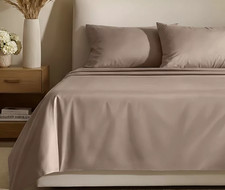 Bare Home Queen Size Solid Taupe 400 Thread C...