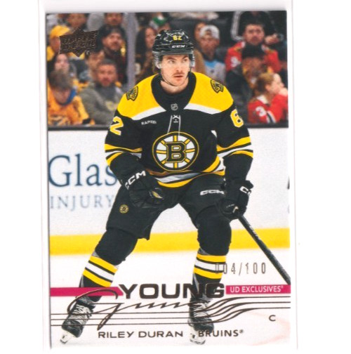 2025-26 Upper Deck Series 1 UD Exclusives Young Guns 211 Riley Duran /100 Bruins