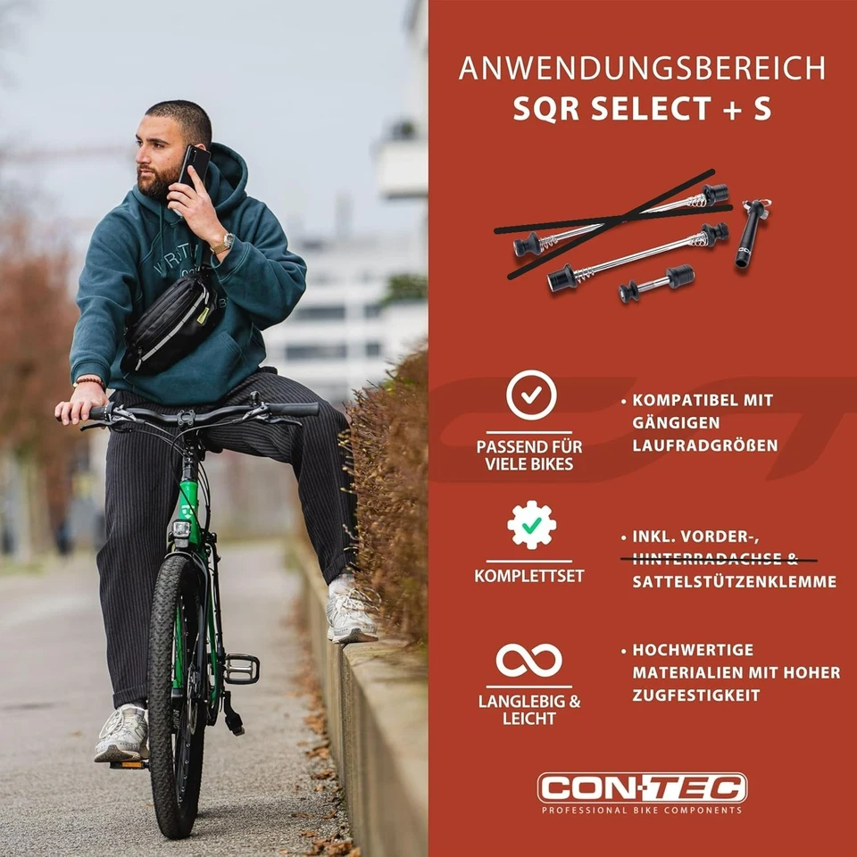 CONTEC SQR Select+ Fahrrad Sicherungs - Schnellspanner Set mit Diebstahlschutz - Bild 3 von 4