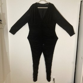 *NWT* PrettyLittleThing PLT Black Ruched Mesh Baddie Jumpsuit, Sz 22, Underwire