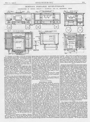 Antiker technischer Druck von 1907 - Morton's tragbarer Nietofen.