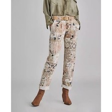 Anthropologie The Wanderer Pants All Over Print Cotton Stretch Women  s Sz 26
