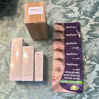 ANYHAS V-Lift Hyaluronic Acid Facial Mask Set, Toner, Foam, Cream, Collagen