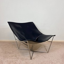 David Weeks For Habitat Semana Black Leather Lounge Chair 1980s 1990s