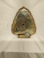 Arrowhead Shaped Paperweight/Figurine with Sculpted Wolf Head Made of Resin 