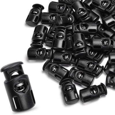 50PCS Single Hole Plastic Cord Lock for Paracord,Spring Toggle Stopper Clasps fo