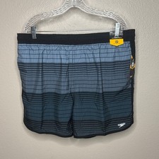 Speedo Striped Blue and Black Swim Trunks Men's Size XXL