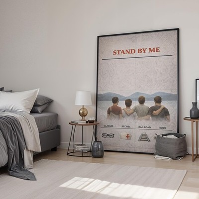 Stand by Me Retro Minimal Movie Kunstdruck | Filmposter | Leinwand & gerahmt