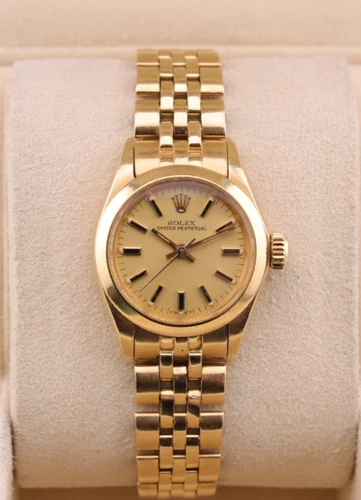 Ladies Rolex Oyster Perpetual 18k Yellow Gold 6718 24mm Service papers 2003