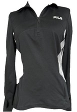 Fila Sport Women s small Black/Silver Long Sleeve 1/4 Zip Running Jacket Zipper