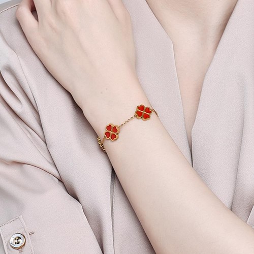 18K Gold Plated Clover Lucky Link Bracelets,Birthday gift bracelet,Jewelry Gifts - Picture 2 of 6