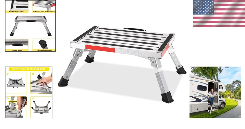 Portable Folding RV Step with Anti-Slip Surface, 17"x12" - Image 2 of 4