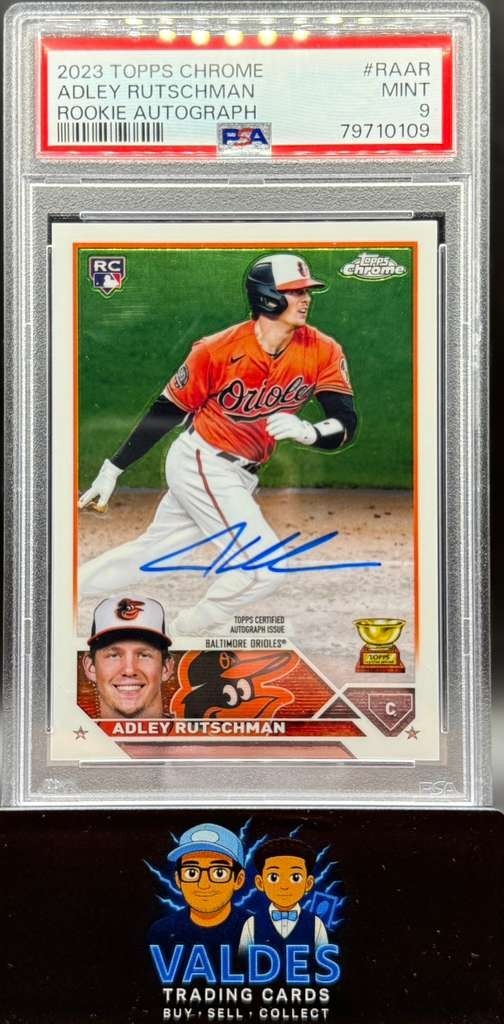 Adley Rutschman 2023 Topps Chrome Rookie Auto PSA 9 RC Orioles On-Card Autograph