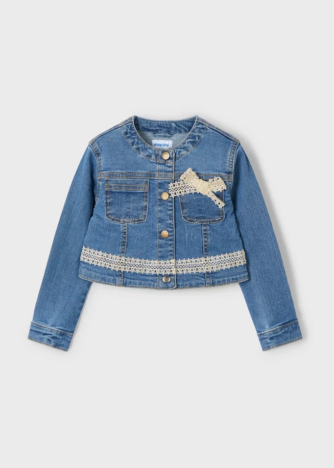 Giacca in jeans con maniche a sbuffo Bambina, Azzurro | TWINSET Milano