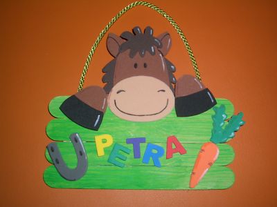 Farbkleckstiger Kinderzimmer Kids  Türschild Bild Pferd Wunschname handmade