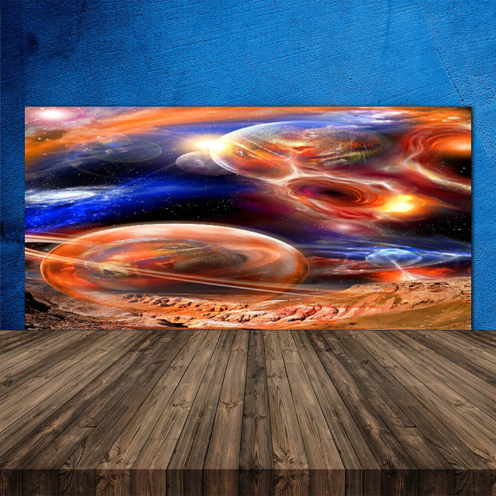 Crédence de cuisine en verre trempé 120x60 cm décor Univers Abstrait