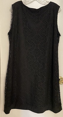 Emma & Michele Shift Black Dress Women's 2X Petite Crochet Lace Lined | eBay