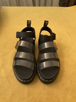 Martens Docs Blaire Jelly Glitter Strap Sandals Black Glitter Womens  NEW