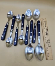 20 piece stainless steel flatware set, navy blue handle, 4, 5-piece place setngs