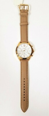 NEW FOSSIL COURIER ROSE GOLD TONE,TAN LEATHER BAND 