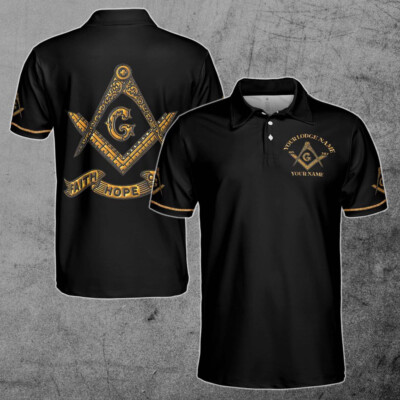 Customize Name, Lodge Name and Number Men Freemasonry Polo Shirt