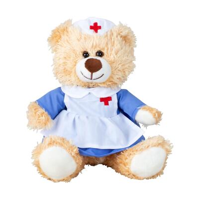 Teddybär Krankenschwester 17cm hellbraun Kuscheltier Plüschtier Gute Besserung