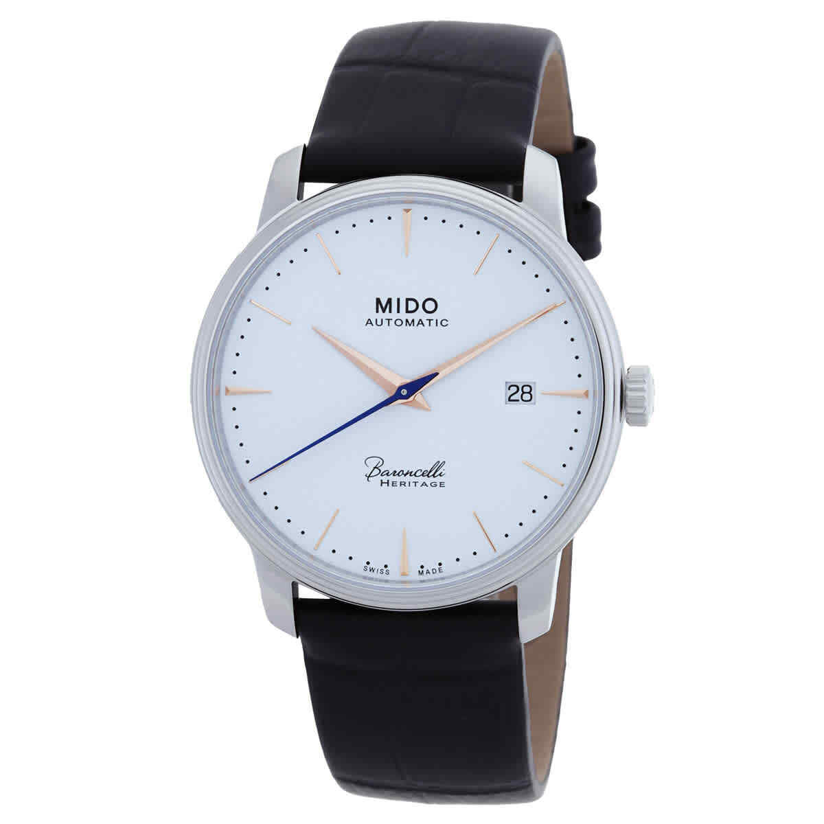 Мужские часы Mido Baroncelli Heritage с автоматическим белым циферблатом M0274071601100