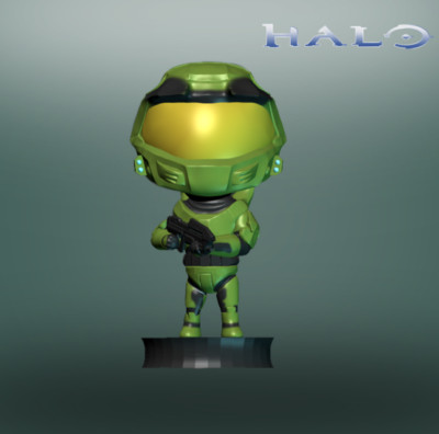 UNPAINTED Master Chief - Halo Chibi Style 3D Printed Mini Figure BH