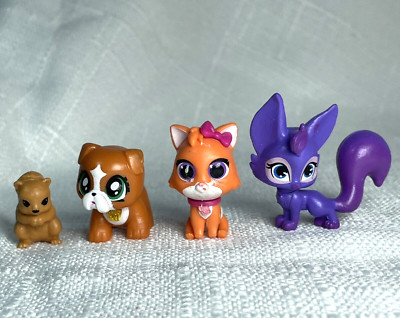 Lot - 4 Pc. Littlest Pet Shop Orange Kitten Purple Cat Brown  Dog Brown Squirrel