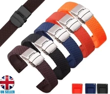 BLACK BUCKLE WATCH STRAP BLACK BROWN RED ORANGE NAVY BLUE 18-20-22-24MM