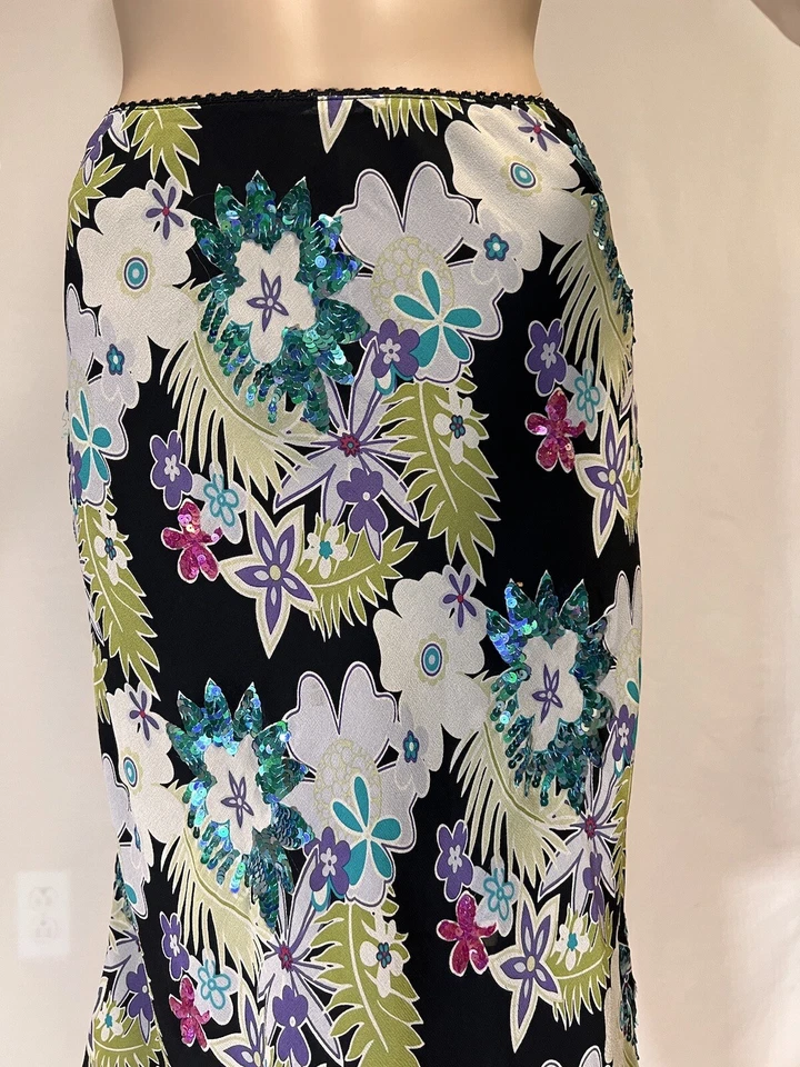 Nicole Miller, Falda Mujer, Estampado Floral, Falda Alta-Baja, Multicolor Talla 0 Foto 3 de 4