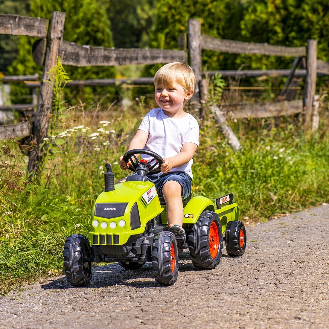 Véhicule à pédales - Tracteur avec remorque Claas