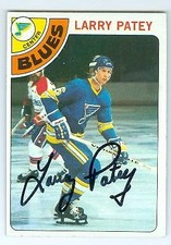 Larry Patey autographed hockey card (St Louis Blues) 1978 Topps #8