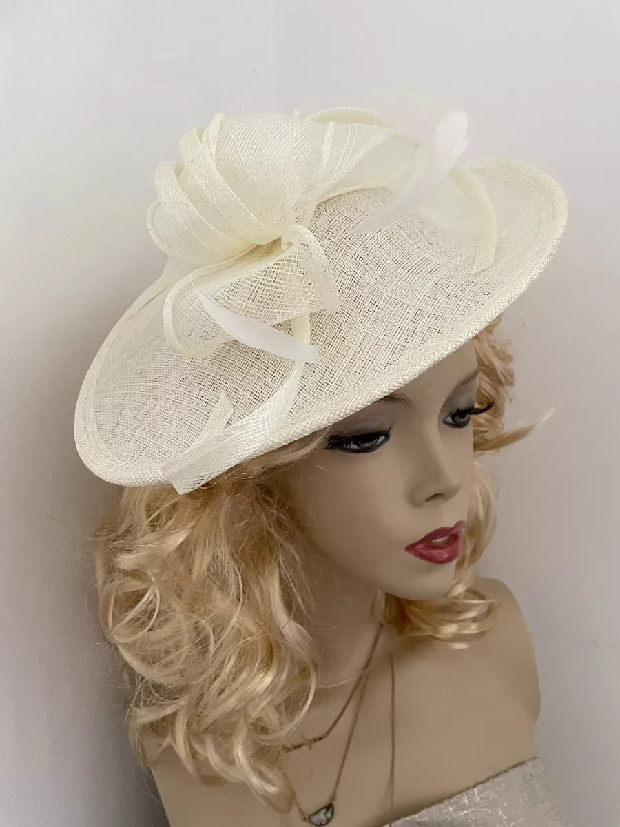 New Ivory Cream Fascinator Saucer Wedding Hat Formal Ascot Ladies