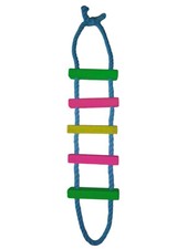 Bird Parrot Cage Colorful Rope Swing Ladder 5 Bricks Steps Cotton Rope Blue